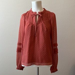 Loft clipped tie neck blouse. Never worn.